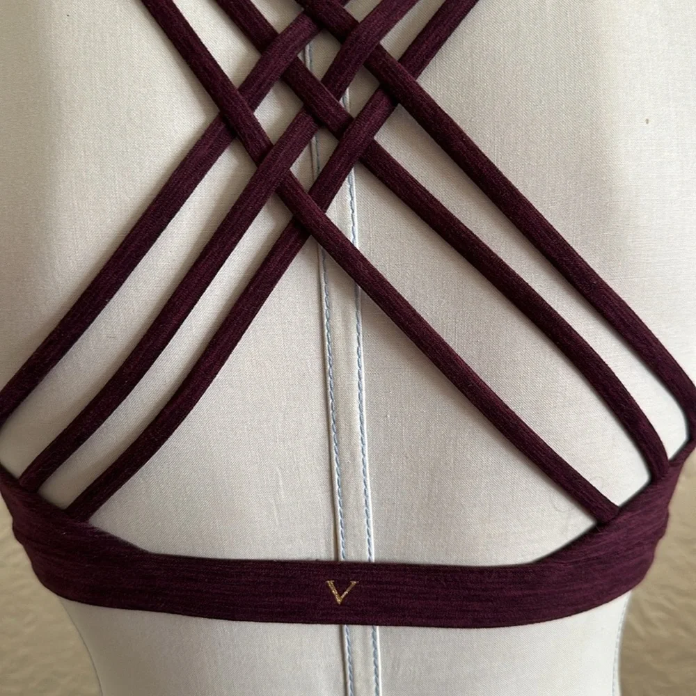 Victoria’s Secret Essential Strappy Back Sports Bralette Burgundy Heather Medium - Picture 5 of 9